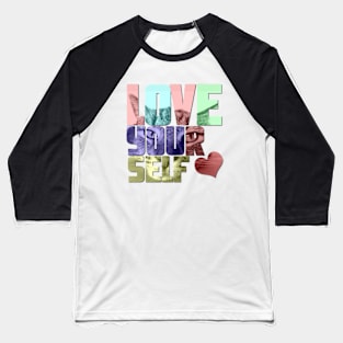 Love yourself cat's eyes love heart design Baseball T-Shirt